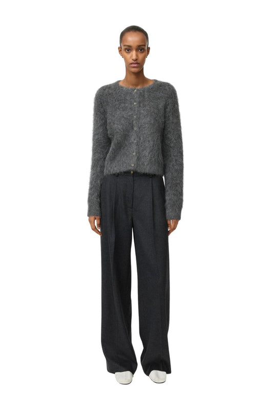 Soft Goat Wide Pleat Trousers in Anthracite Melange, alternate view
