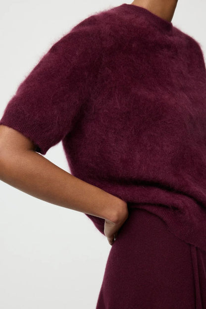 Brushed Short Sleeve in Bordeaux