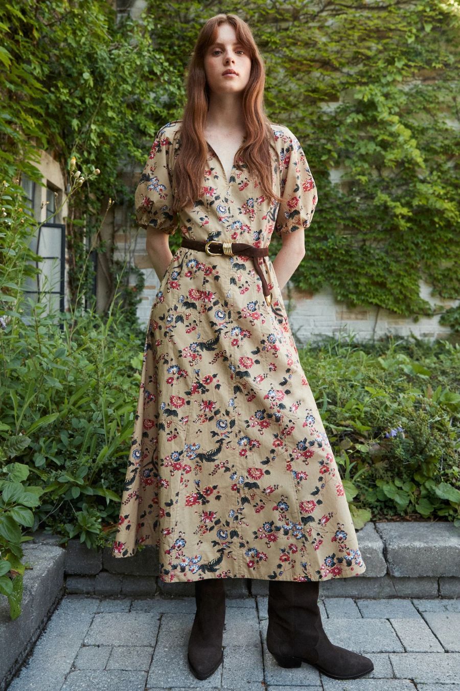 Piper Dress in Dark Khaki Multi