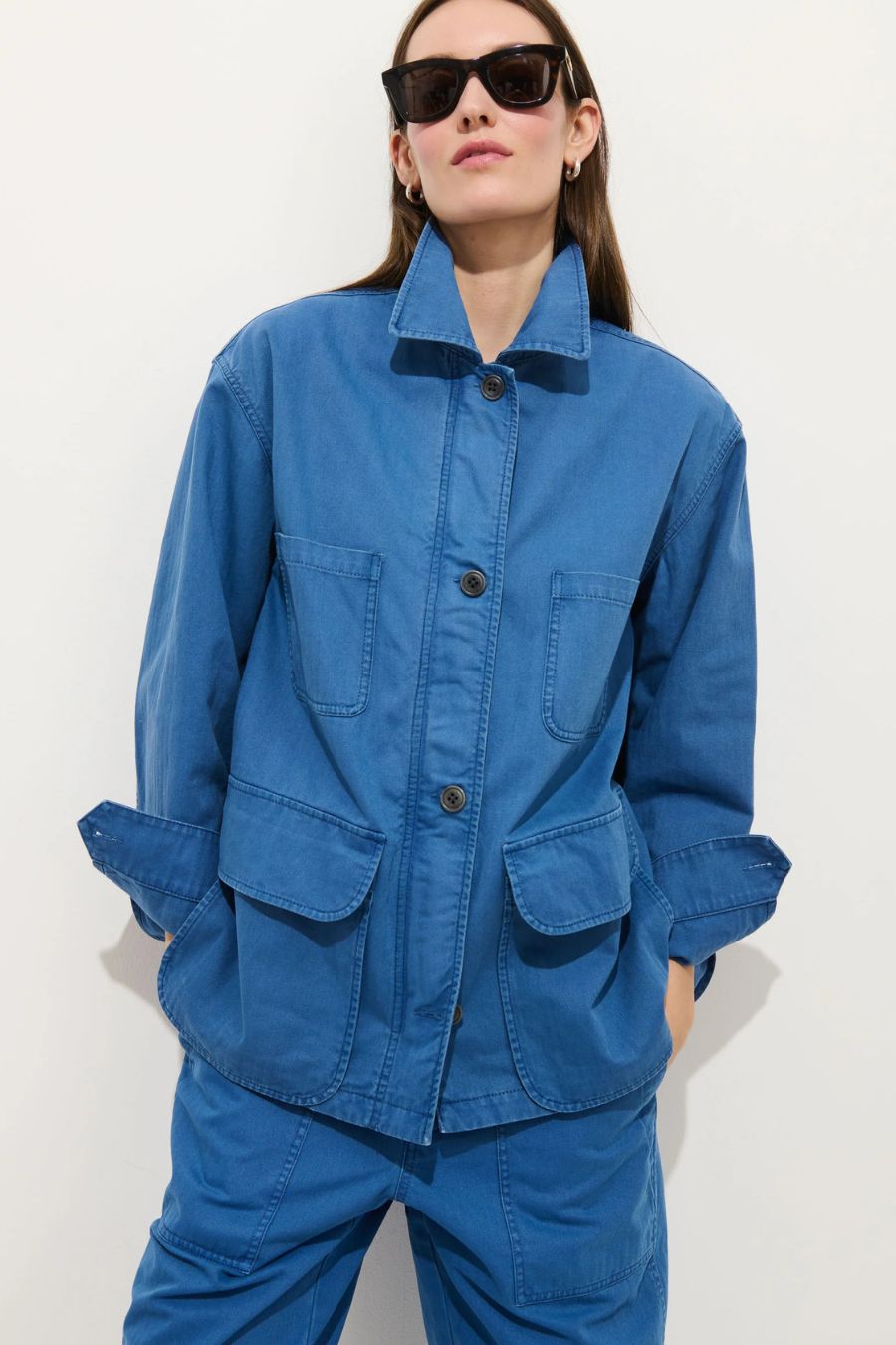 Painter Jacket in Herringbone Washed Cobalt