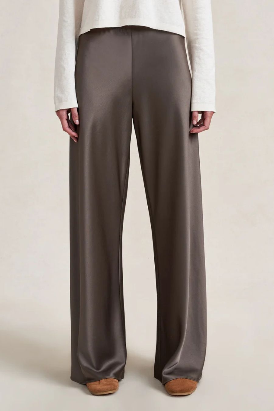 Satin Colby Pant in Taupe