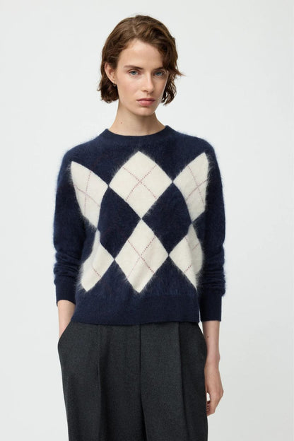 Argyle Crewneck in Navy