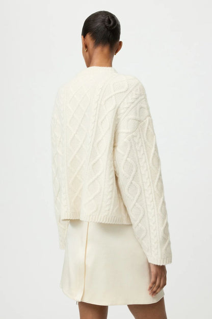 Cable Knit Cardgan in Feather White
