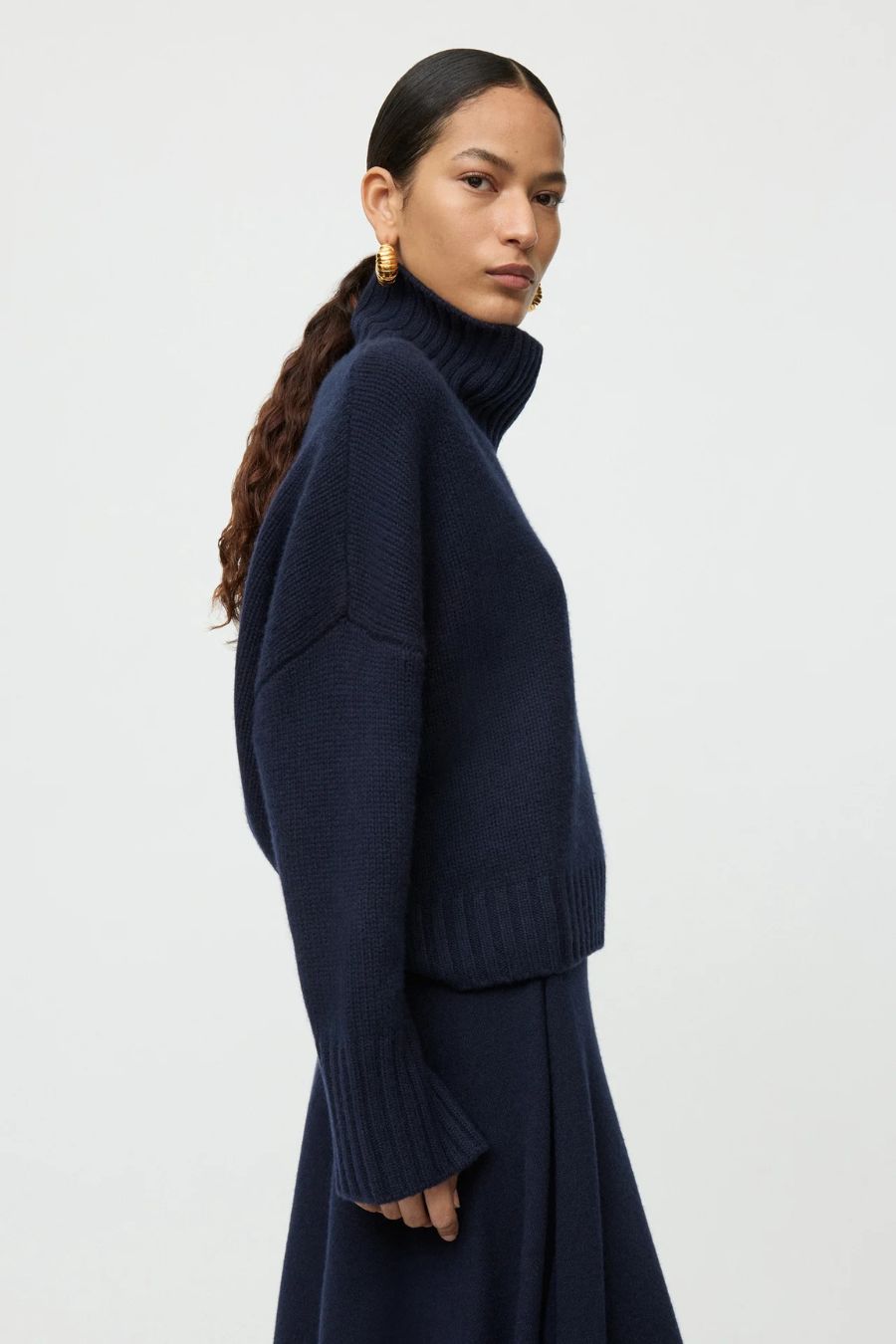 Girlfriend Turtleneck in Navy