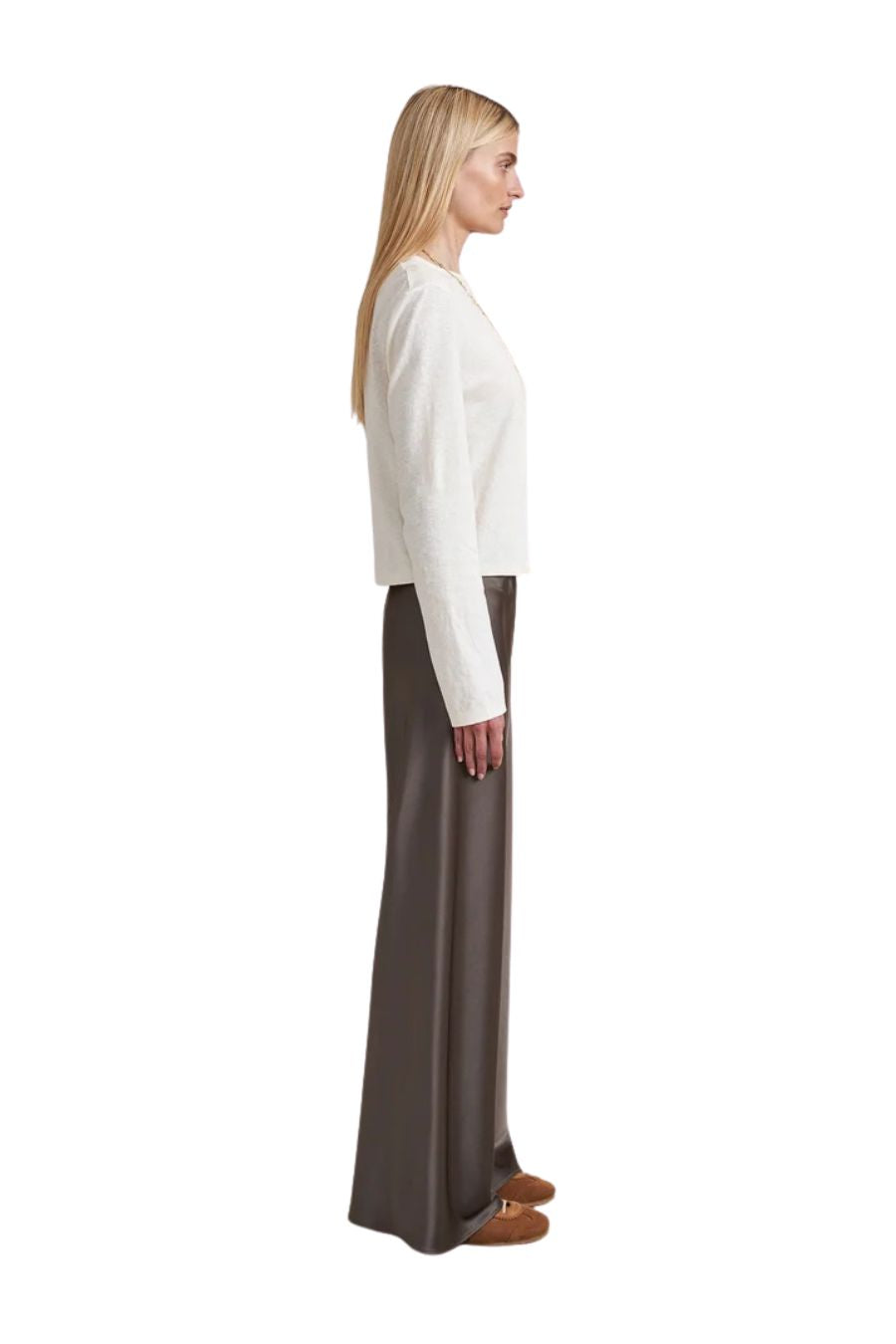 Satin Colby Pant in Taupe