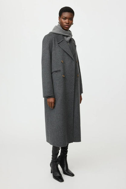 Double Breasted Coat in Anthracite Melange