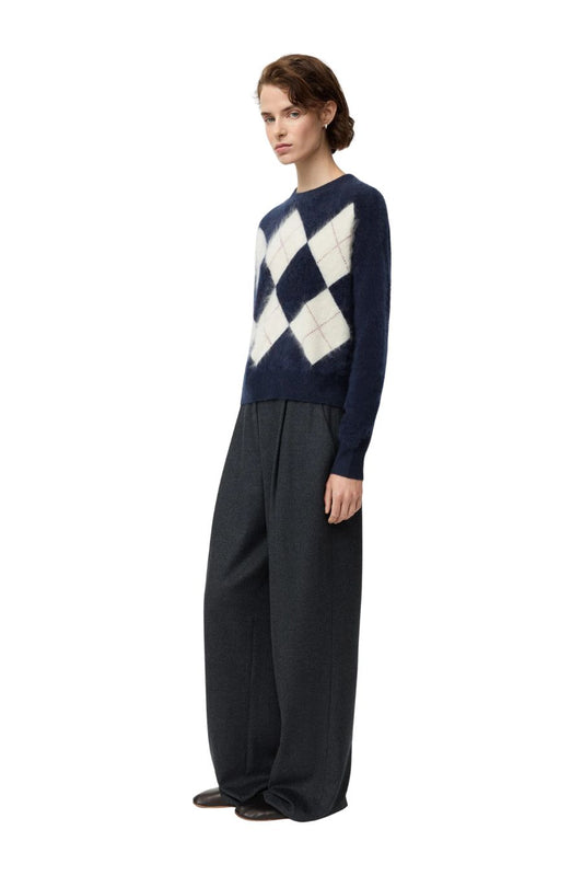 Argyle Crewneck in Navy