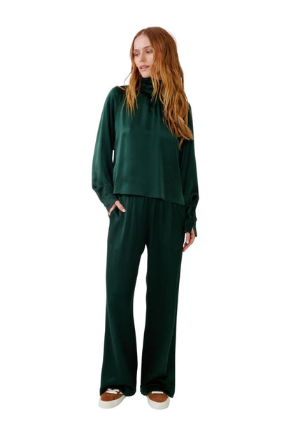 Nadine Silk Blouse in Hunter Green
