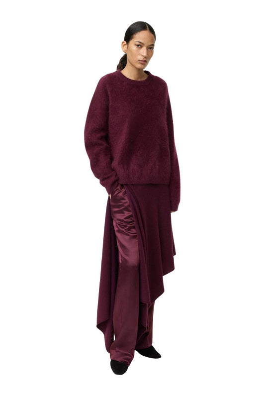 Brushed Boyfriend Crewneck in Bordeaux