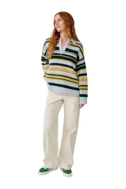 Billie Cashmere Sweater in Hunter Green Multi