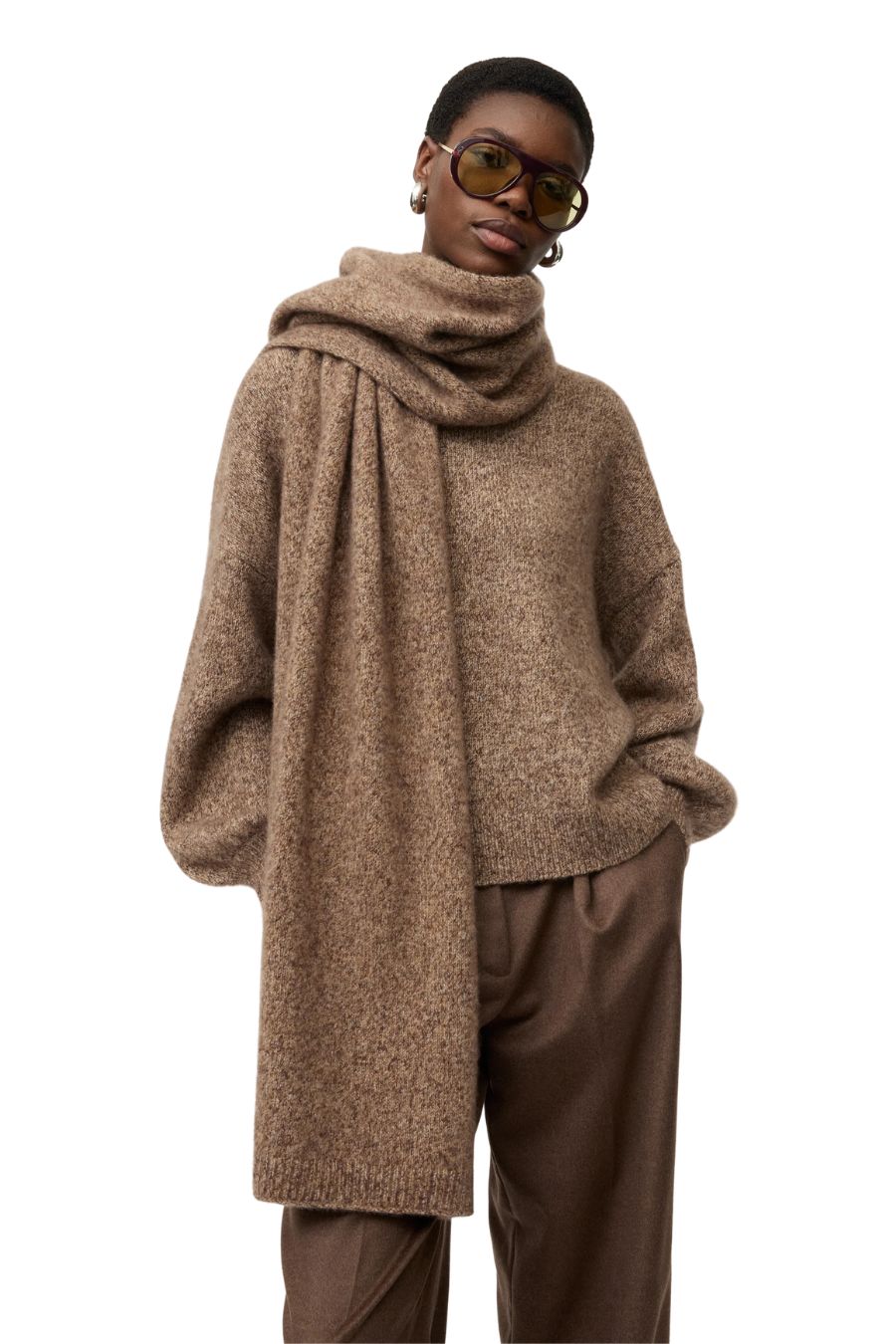 Marled Scarf in Brown Melange