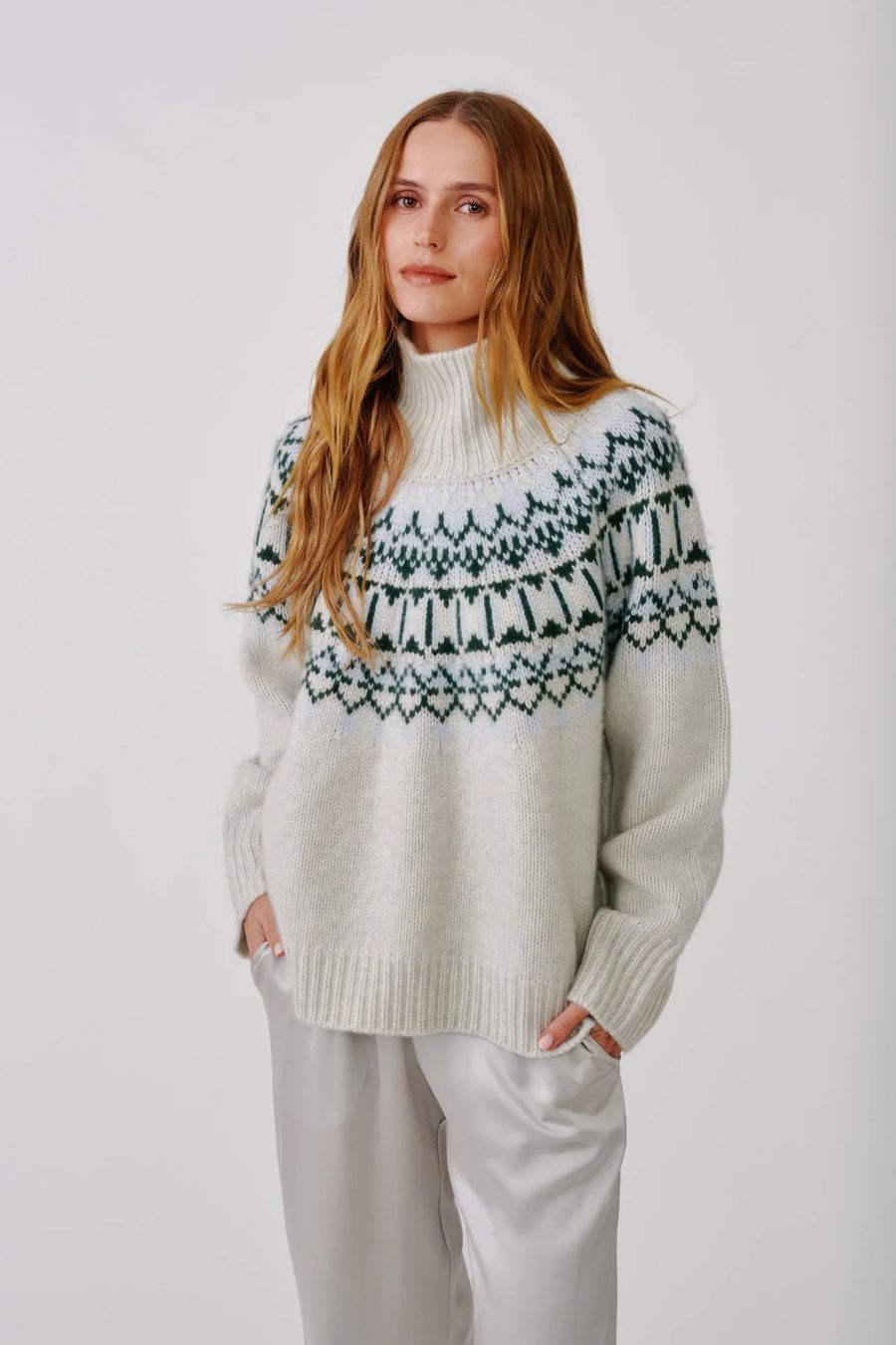Scottie Slouchy Mockneck in Freeze Fairisle