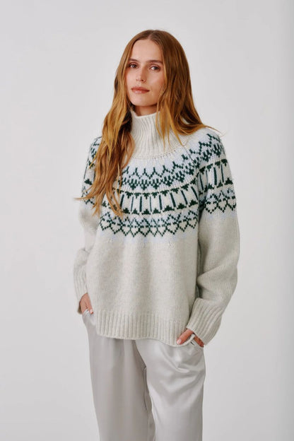 Scottie Slouchy Mockneck in Freeze Fairisle