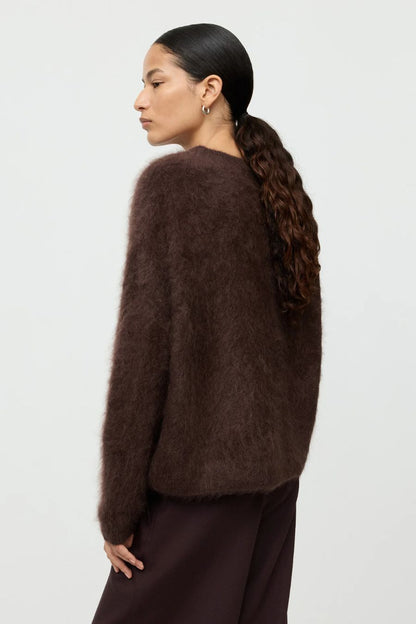 Brushed Boyfriend Crewneck in Mocha