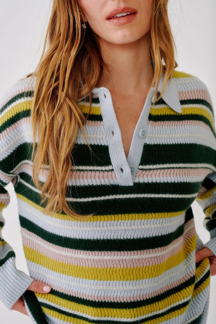 Billie Cashmere Sweater in Hunter Green Multi