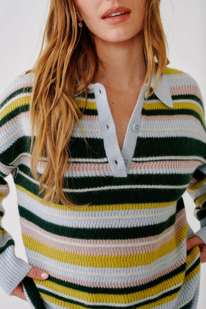 Billie Cashmere Sweater in Hunter Green Multi