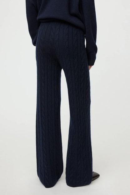 Soft Goat Cable Knit Pants in Navy, alternate view