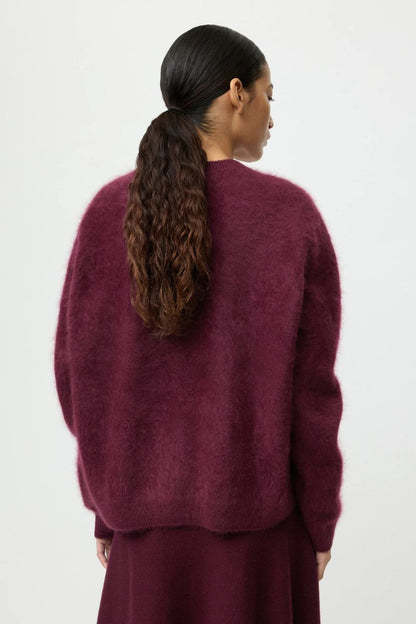 Brushed Boyfriend Crewneck in Bordeaux