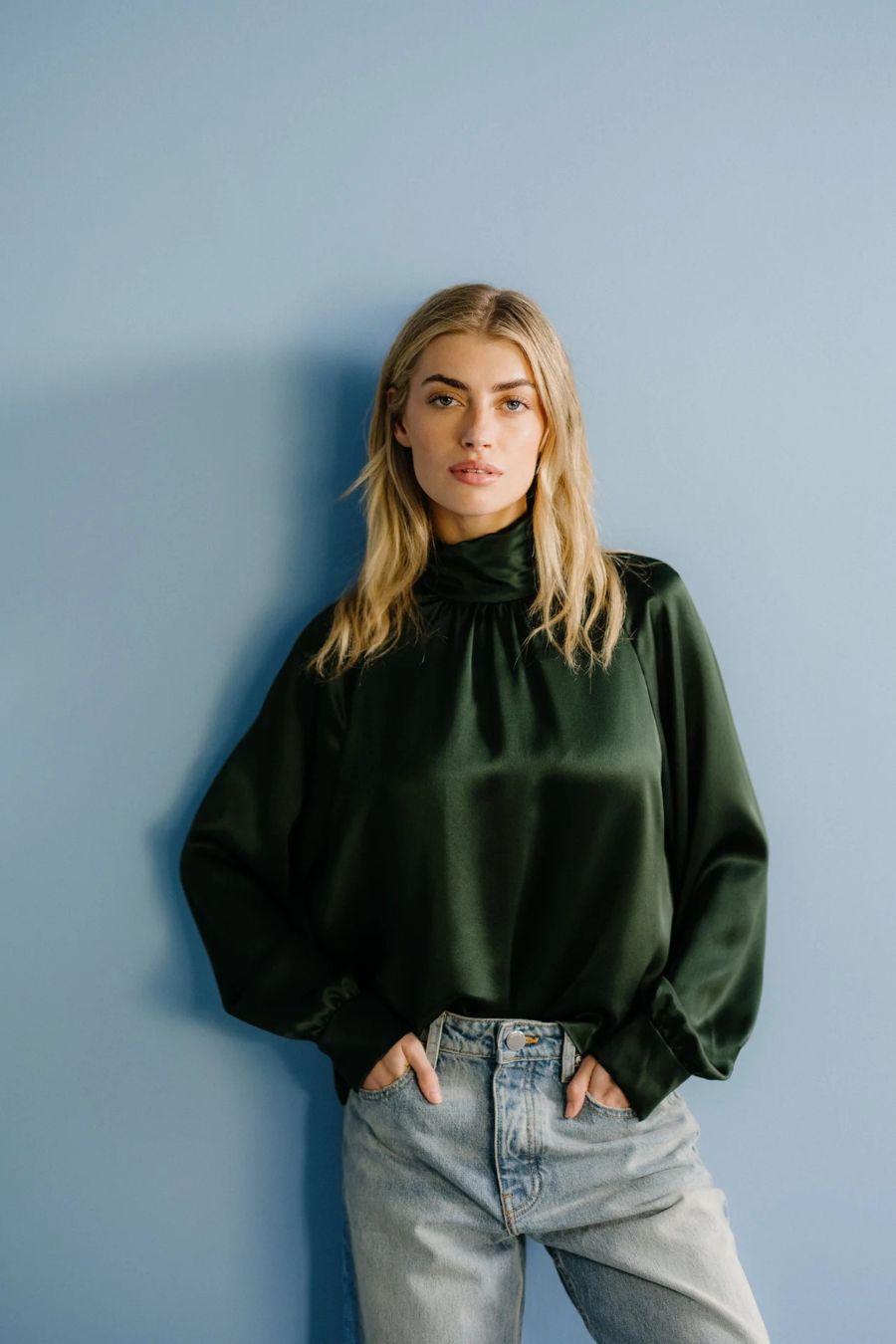 Nadine Silk Blouse in Hunter Green