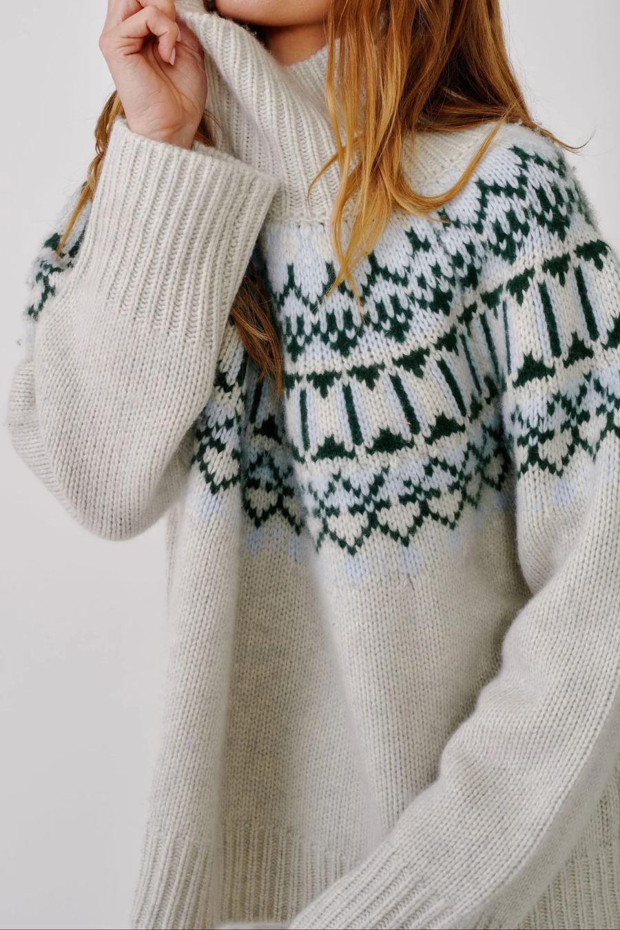 Scottie Slouchy Mockneck in Freeze Fairisle