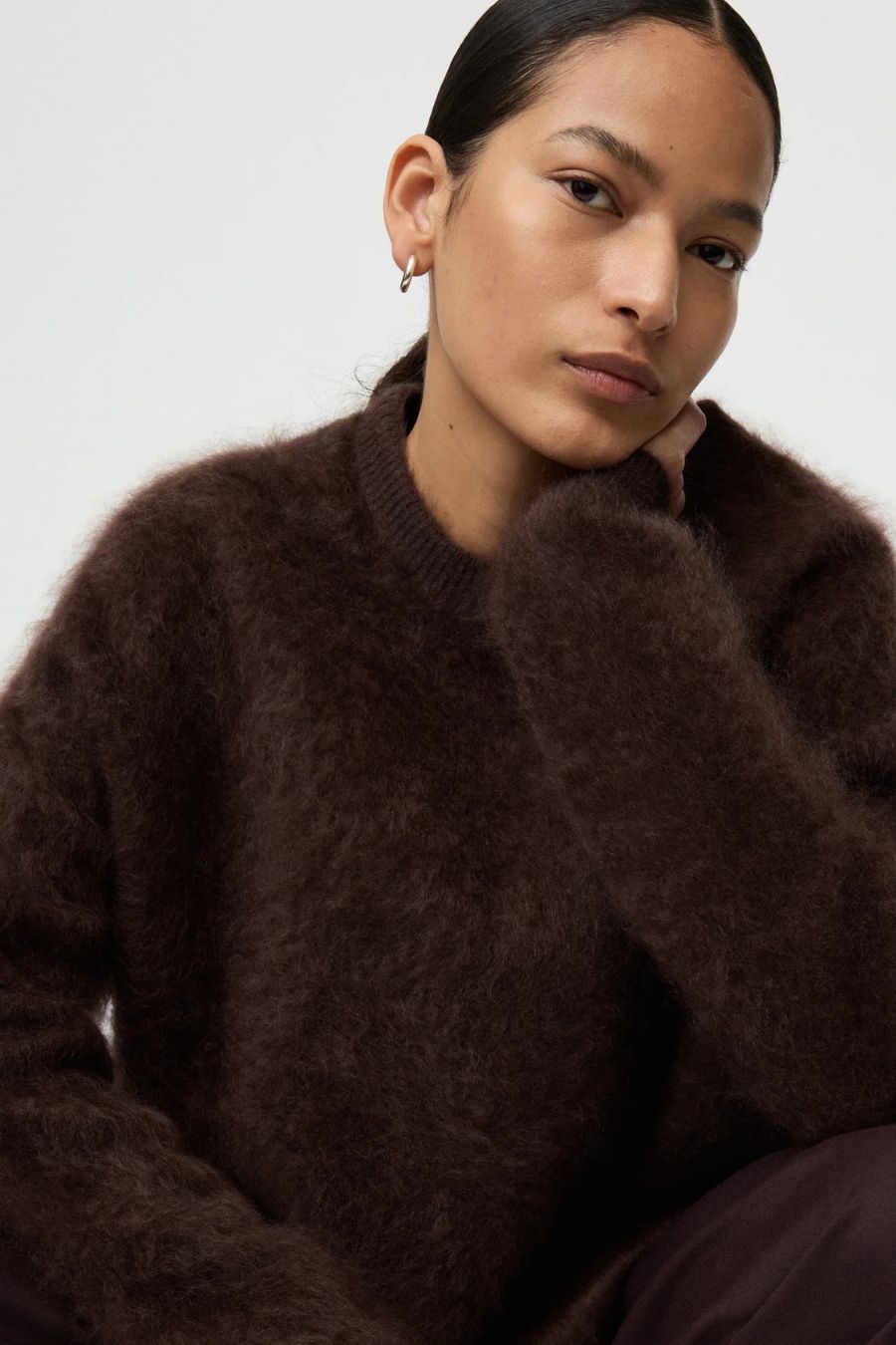 Brushed Boyfriend Crewneck in Mocha