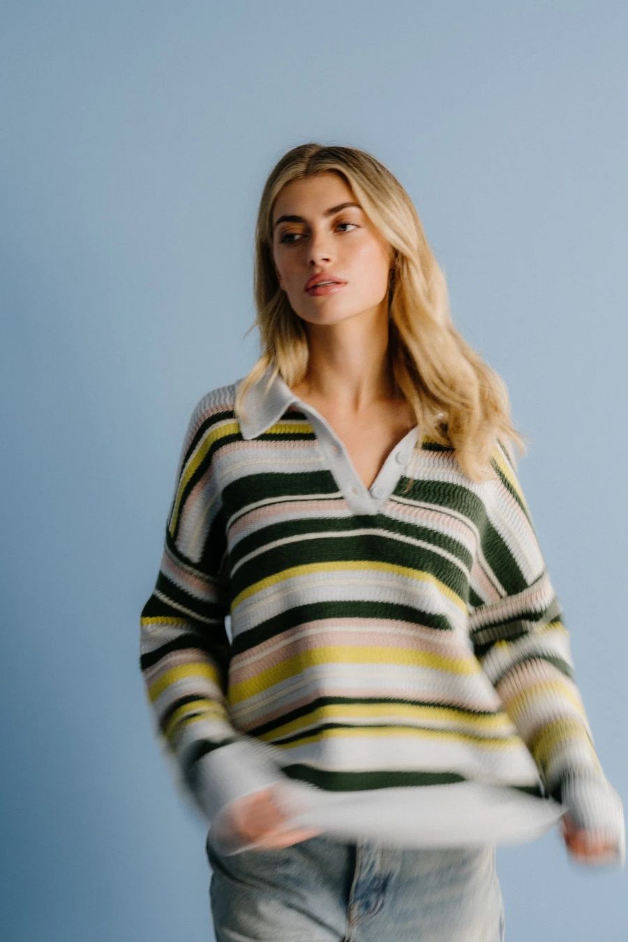 Billie Cashmere Sweater in Hunter Green Multi
