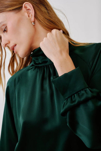 Nadine Silk Blouse in Hunter Green