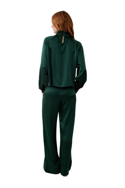Nadine Silk Blouse in Hunter Green