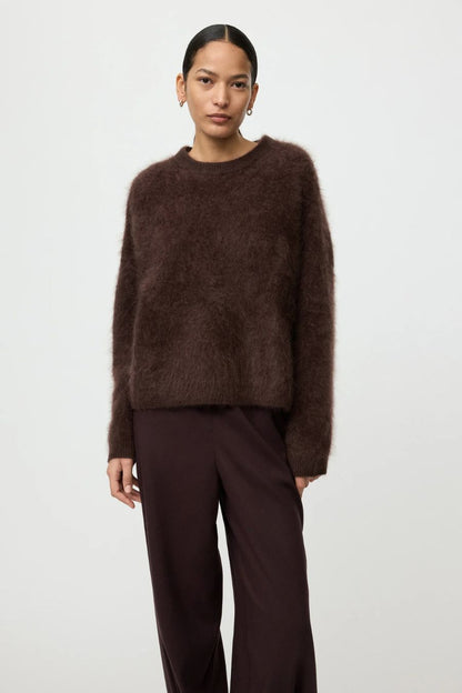 Brushed Boyfriend Crewneck in Mocha