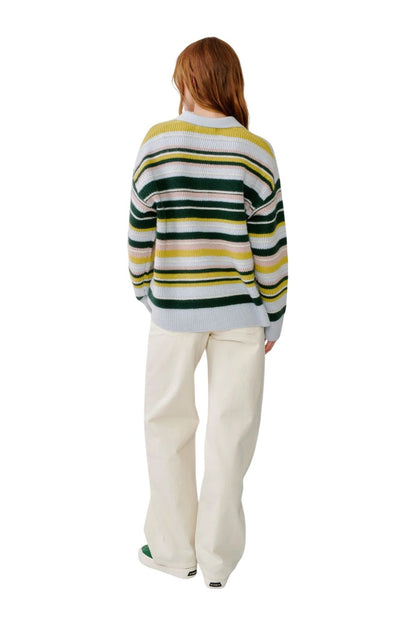 Billie Cashmere Sweater in Hunter Green Multi