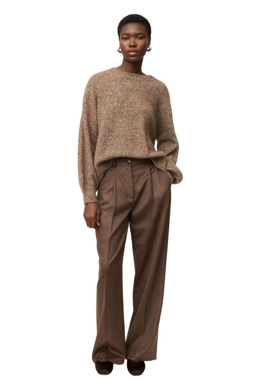 Marled Relaxed Fit Crewneck in Brown Melange