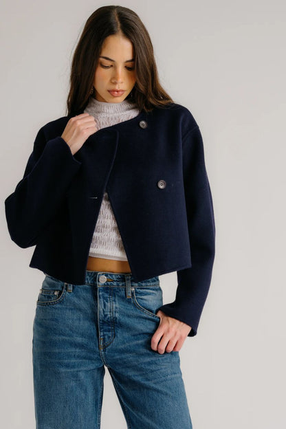 Sablyn Floren Cropped Coat in Midnight Navy, alternate view
