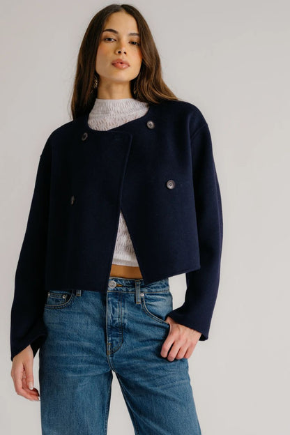 Sablyn Floren Cropped Coat in Midnight Navy, alternate view
