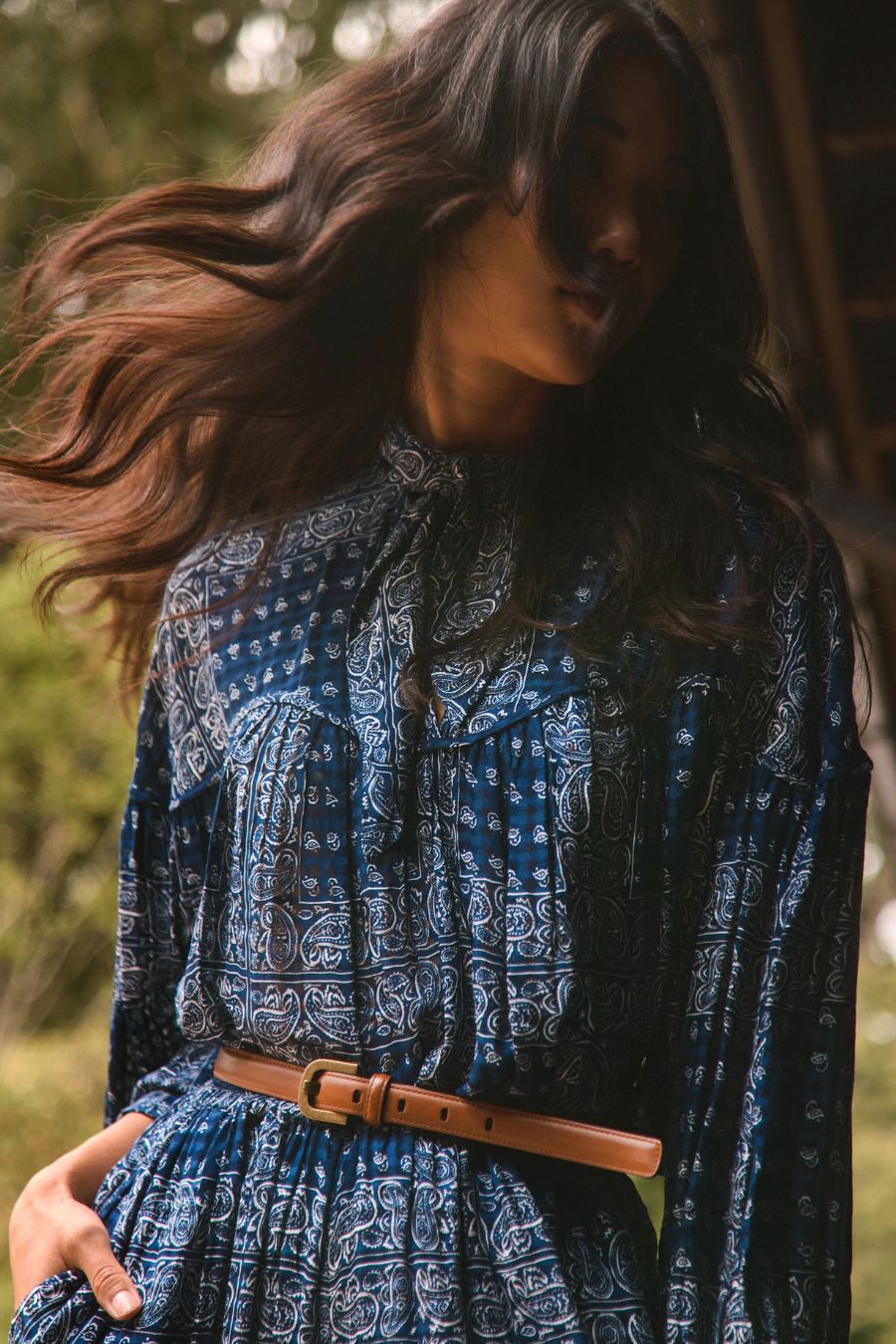 Celeste Blouse in Inkwell Paisley by Hunter Bell, alternate view