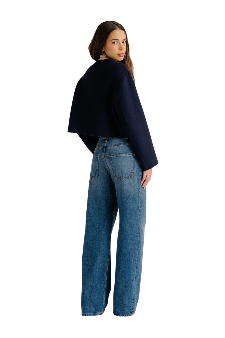 Sablyn Floren Cropped Coat in Midnight Navy, alternate view