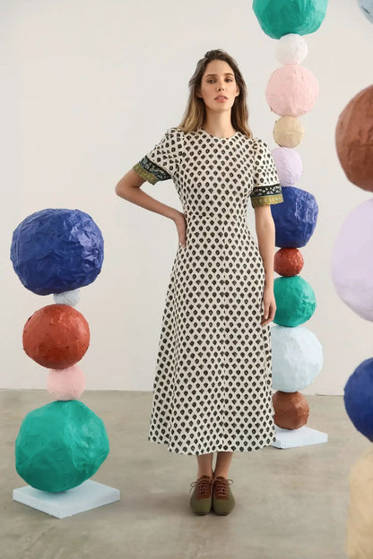 Casey Dress in Thistle & Vine Cream