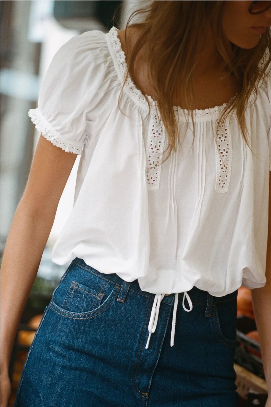 Gabi Top in Fernanda Lace Antique White