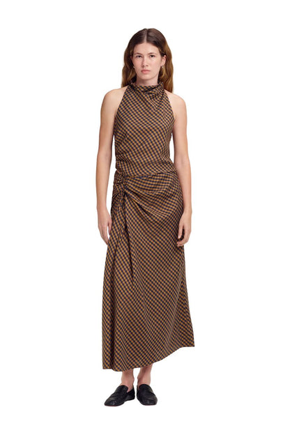 Jean Skirt in Pecan/Navy