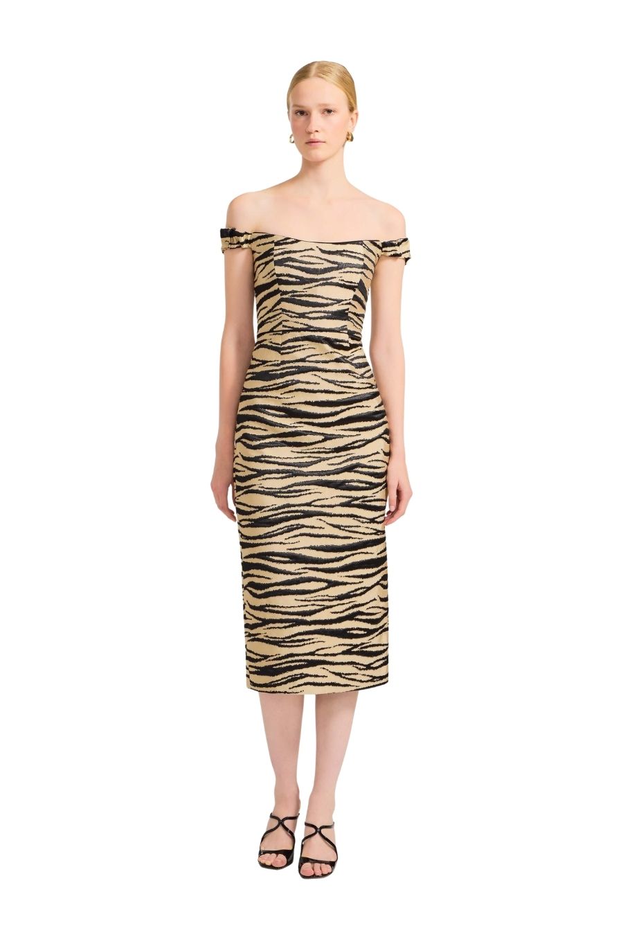 Amina Zebra Striped Midi Dress