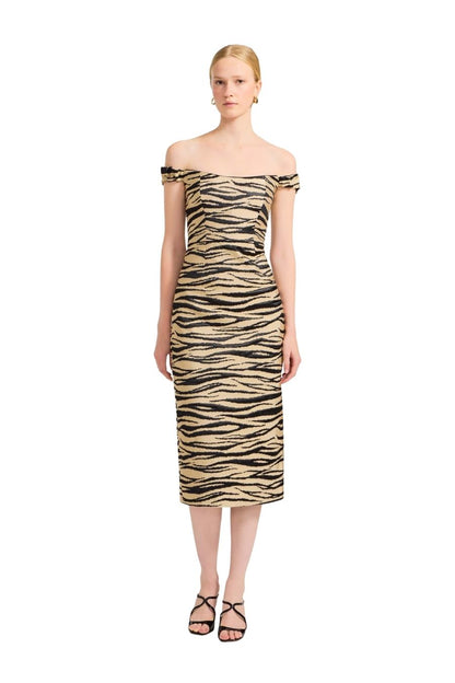 Amina Zebra Striped Midi Dress