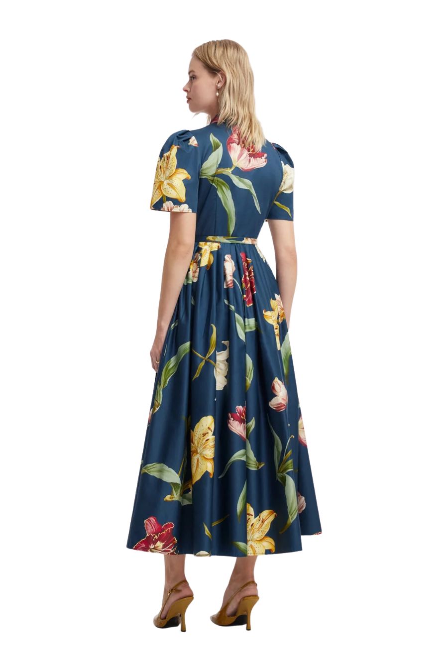 Bianca Midi Dress in Lily Print Indigo