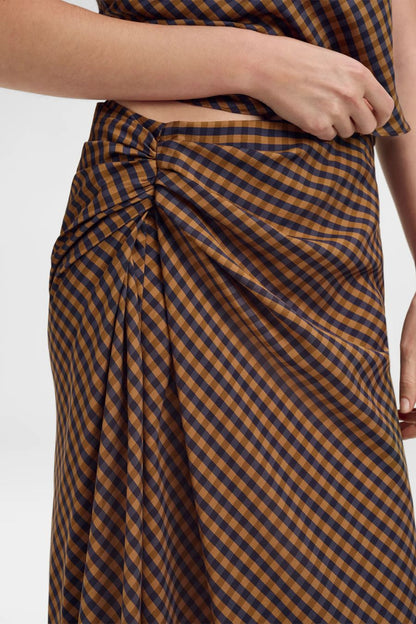 Jean Skirt in Pecan/Navy