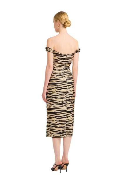 Amina Zebra Striped Midi Dress