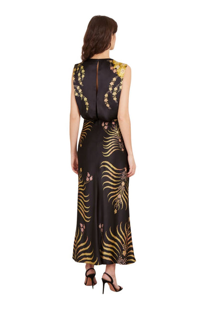 Gwen Dress in Golden Palm Print