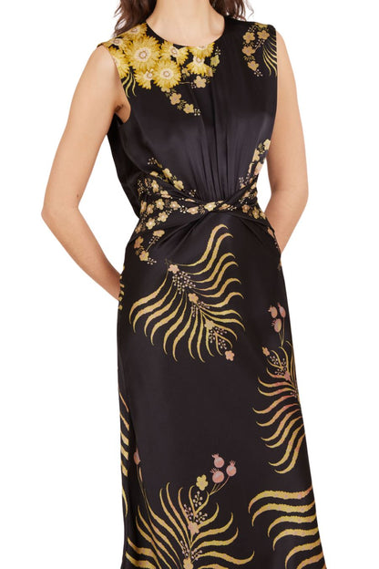 Gwen Dress in Golden Palm Print