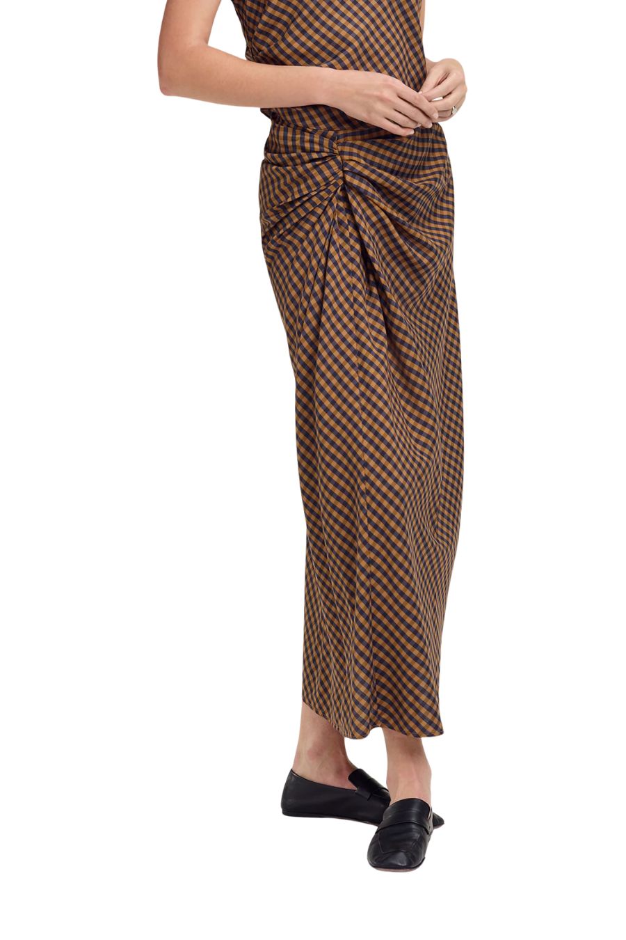 Jean Skirt in Pecan/Navy