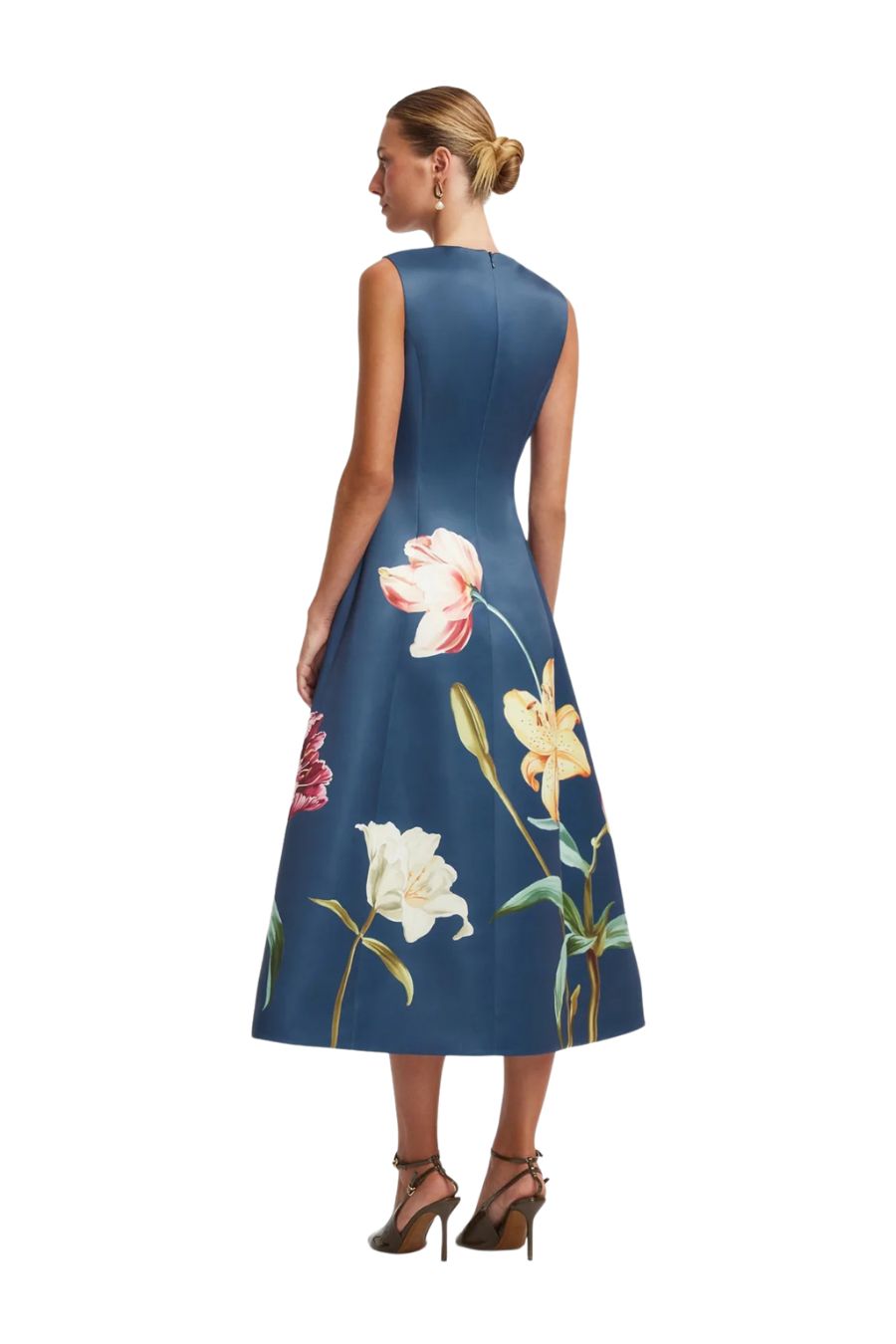 Cleo Midi Dress in Lily Print Indigo