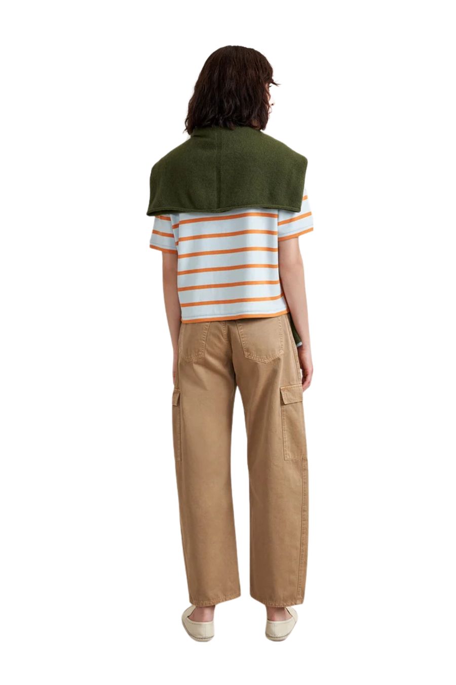 LA LIGNE Short Sleeve Breton Tee in Sky/Pumpkin, alternate view