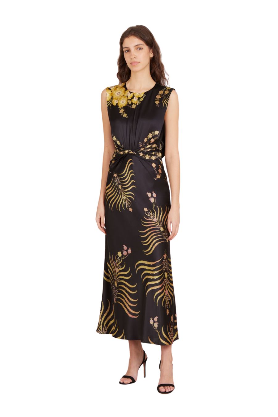 Gwen Dress in Golden Palm Print