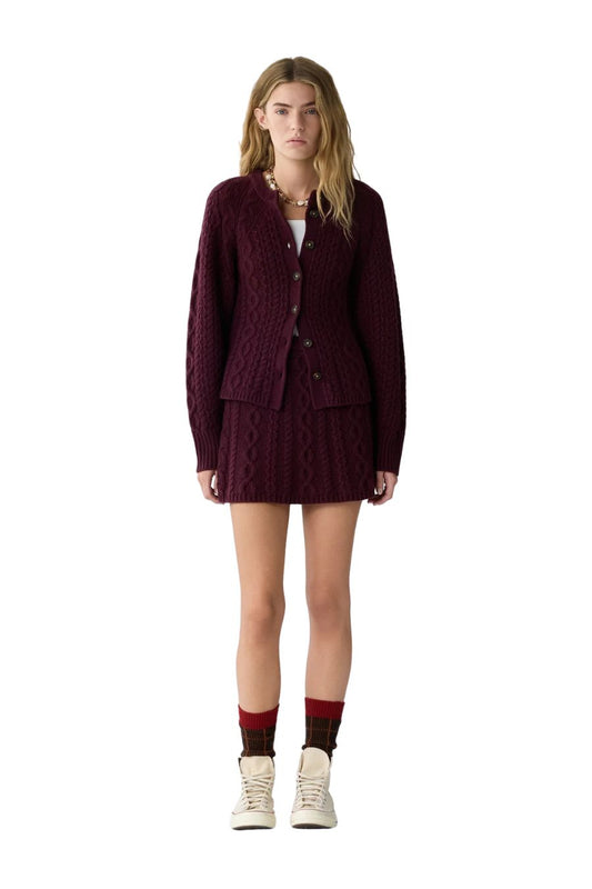 Cable Sculpted Cardigan in Fig